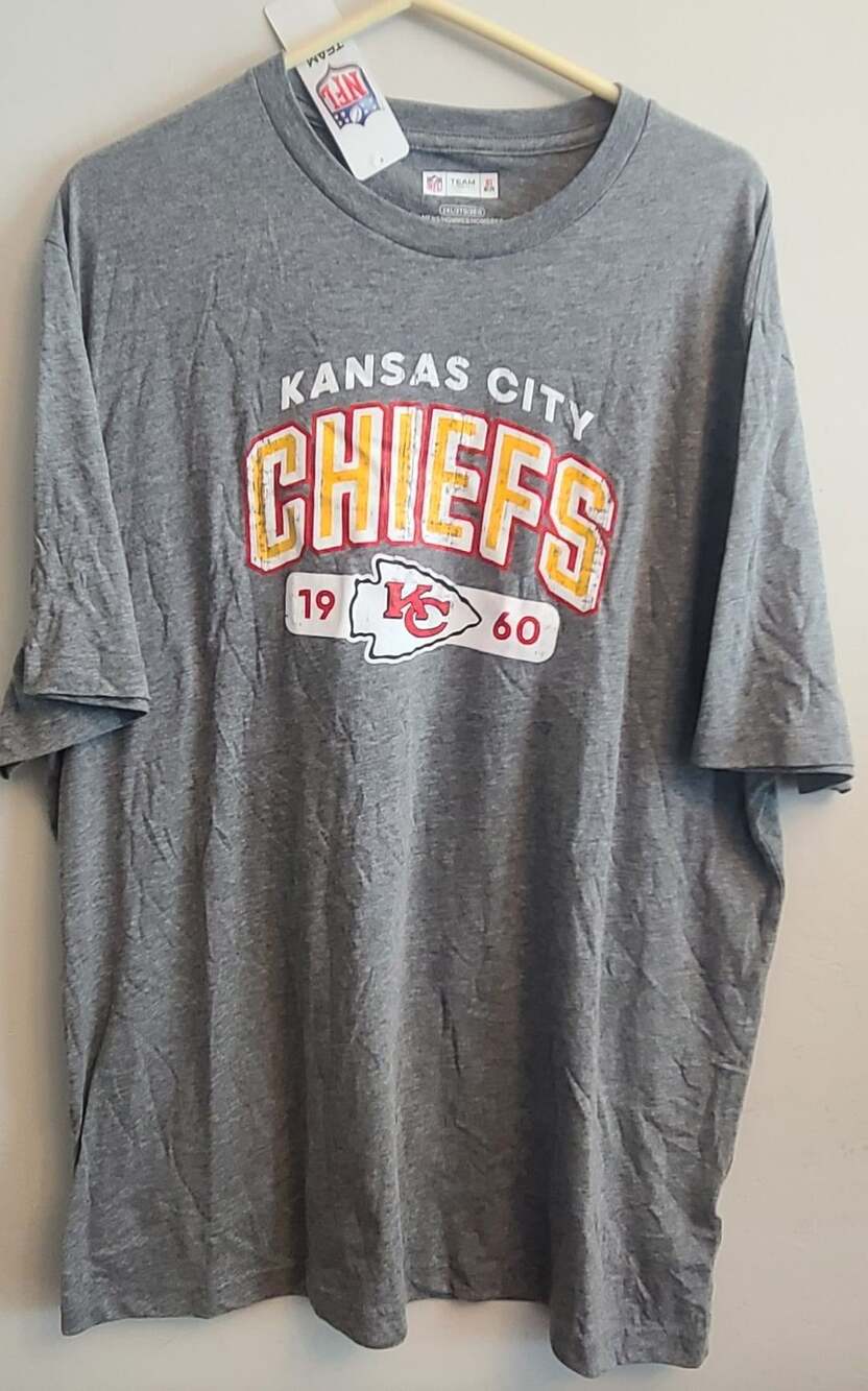 Kansas City Chiefs NFL Team Apparel T-Shirt Size 2XL Gray Graphic Tee New With T